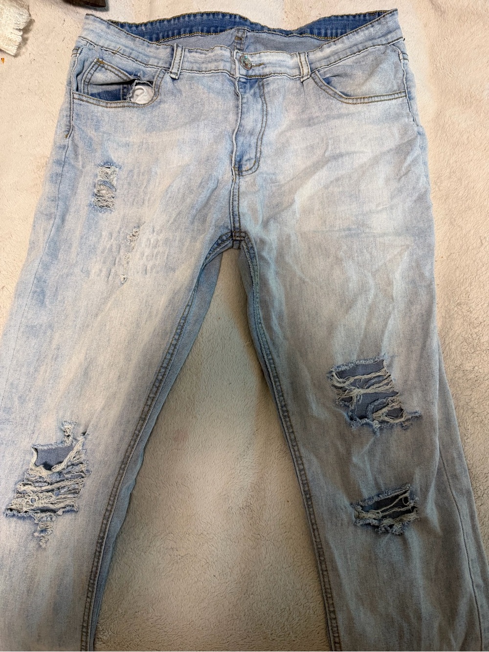 Men's Skinny Ripped Jeans - Light Blue